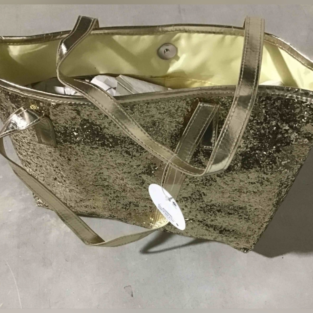 Gold Glitter LuLu Girls Magnetic Snap Bag with Interior Pockets